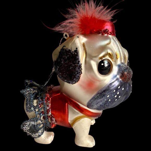 VTG Robert Stanley Anthropomorphic Blown Glass Pug Dog Christmas Ornament No Box - Picture 13 of 16